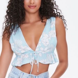 Plunging Floral Crop Top